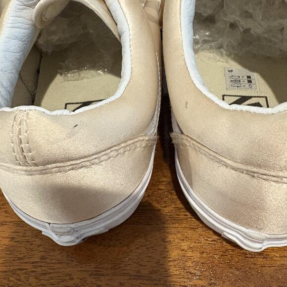 Vans Old Skool Shoes Women 9.5 Ballet Pink Champagne Satin Ribbon Laces Skate - Picture 7 of 10